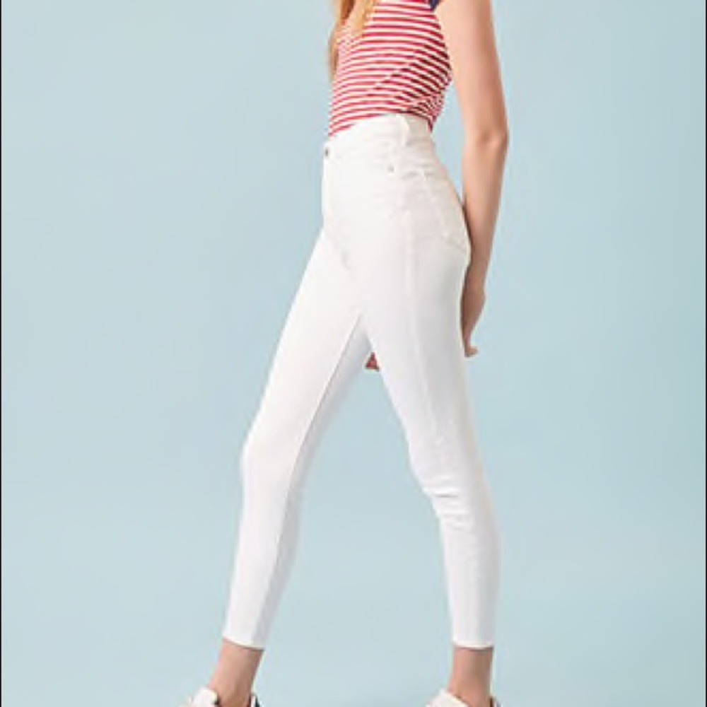 High waisted skinny white pants